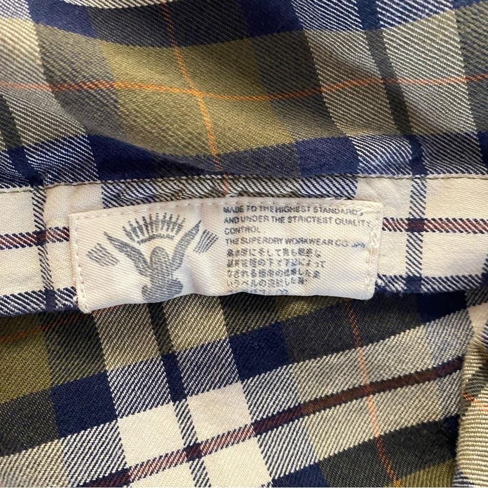Super dry co. Inc Japan plaid blue green size small - Picture 8 of 10